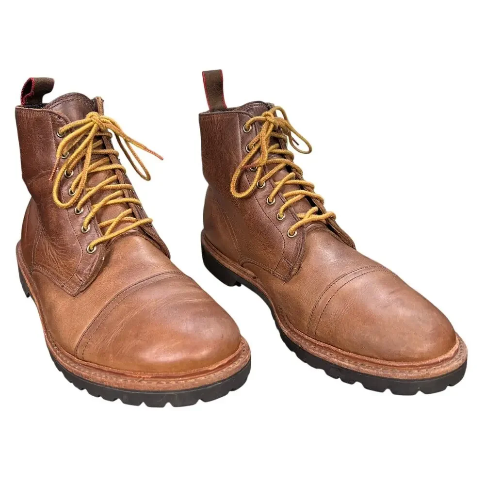 Allen Edmonds Vancouver Brown Leather Waterproof Cap-Toe Lug Boot Size 10 D